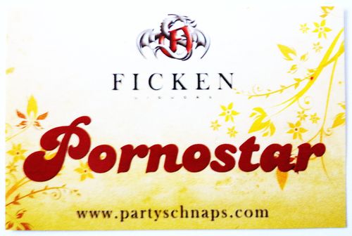 Ficken Likör - Partyaufkleber - Schriftzug mit Pornostar