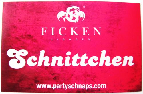 Ficken Likör - Partyaufkleber - Schriftzug mit Schnittchen