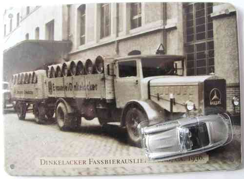 Dinkelacker Nr. - Dinkelacker Fassbierlieferung ca. 1936 - MB 300 SL auf Blechschild