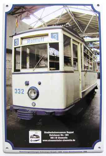 Straßenbahnmuseum Kappel - Einrichtungswagen Schmalspur Bauj. 1928 - Blechschild