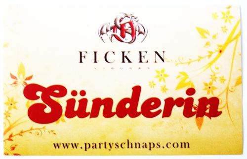 Ficken Likör - Partyaufkleber - Schriftzug mit Sünderin