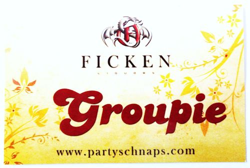Ficken Likör - Partyaufkleber - Schriftzug mit Groupie