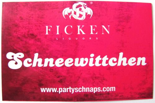 Ficken Likör - Partyaufkleber - Schriftzug mit Schneewittchen