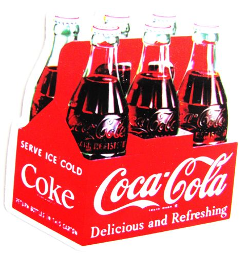 Coca Cola - Aufkleber - 6er Träger mit Flaschen - Motiv 120