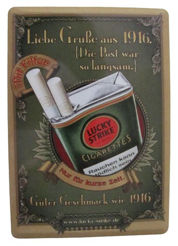 Lucky Strike - Blechkarte mit Umschlag - Liebe Grüße aus 1916