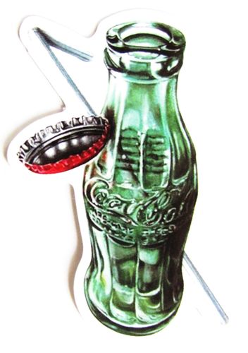 Coca Cola - Aufkleber - Flasche mit Trinkhalm & Kronkorken - Motiv 078