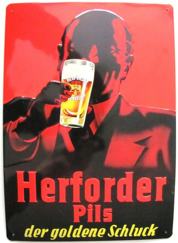 Herforder Brauerei - Herforder Pils der goldene Schluck - Blechschild 20 x 30 cm